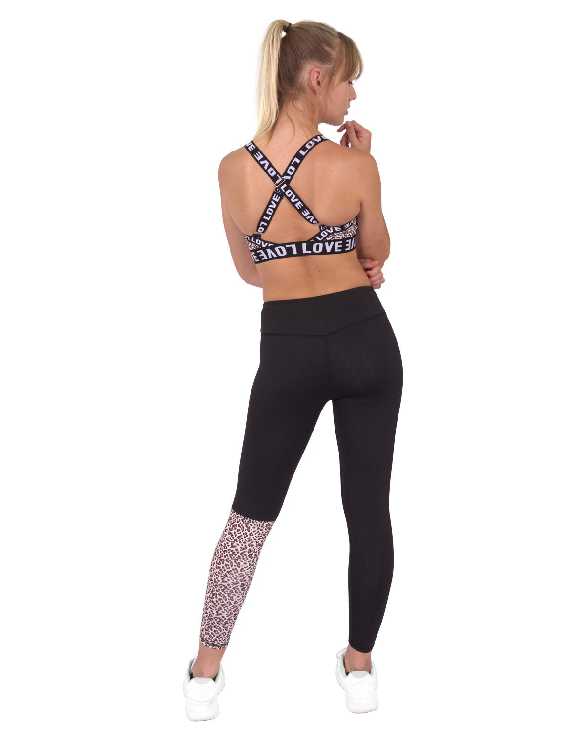 Jordena Leggings & Sports Bra Set - Black & Leopard Print