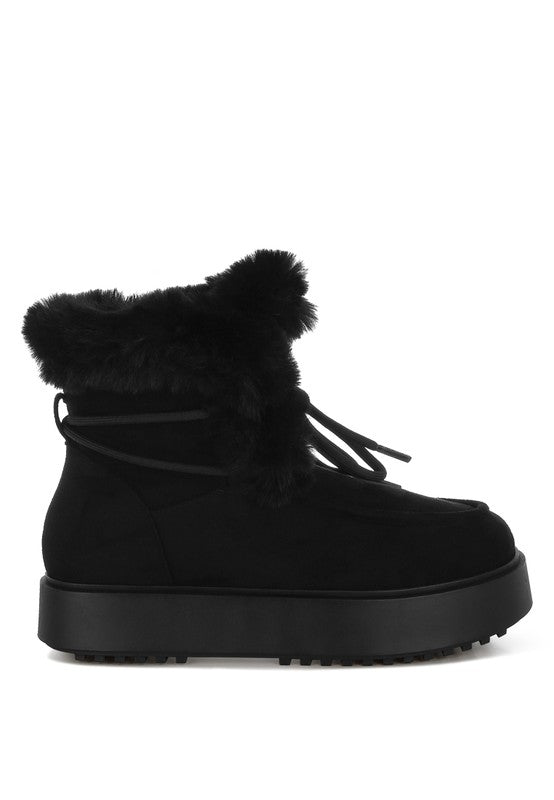 Bunting Faux Fur Collar Flatform Boots