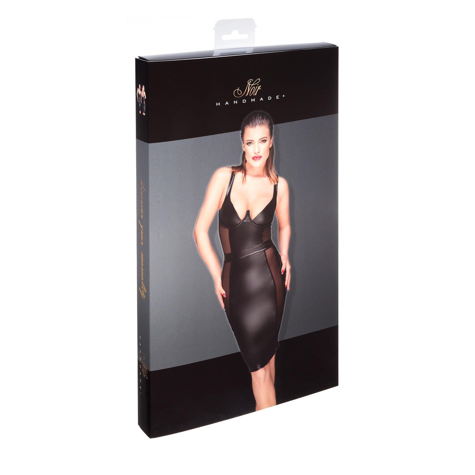 Power Wetlook Pencil Dress Noir Handmade Muse-2