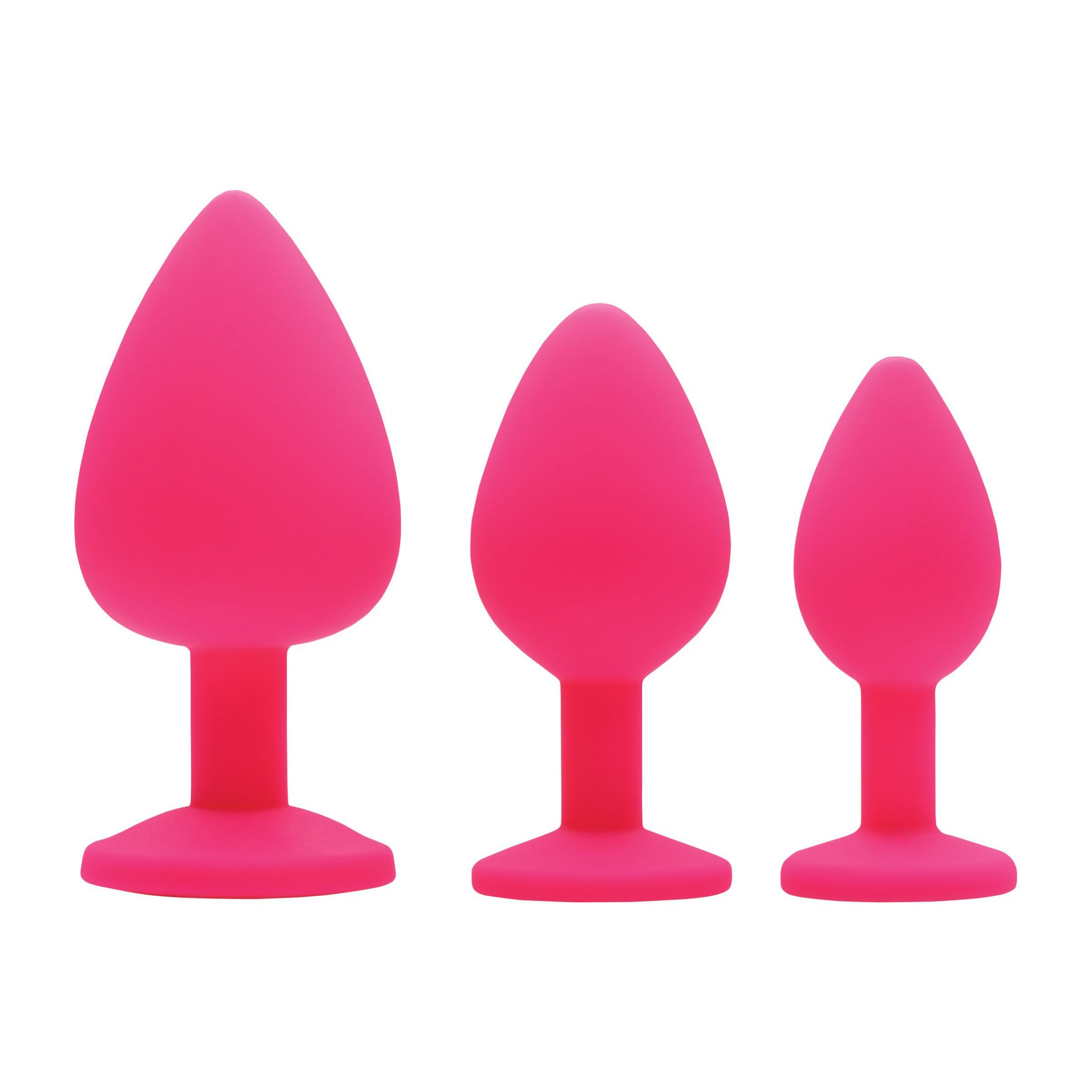 Pink Pleasure 3 Piece Silicone Anal Plugs With Gems