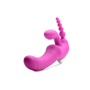 Regal Rider Vibrating Silicone Strapless Strap On Triple G Dildo