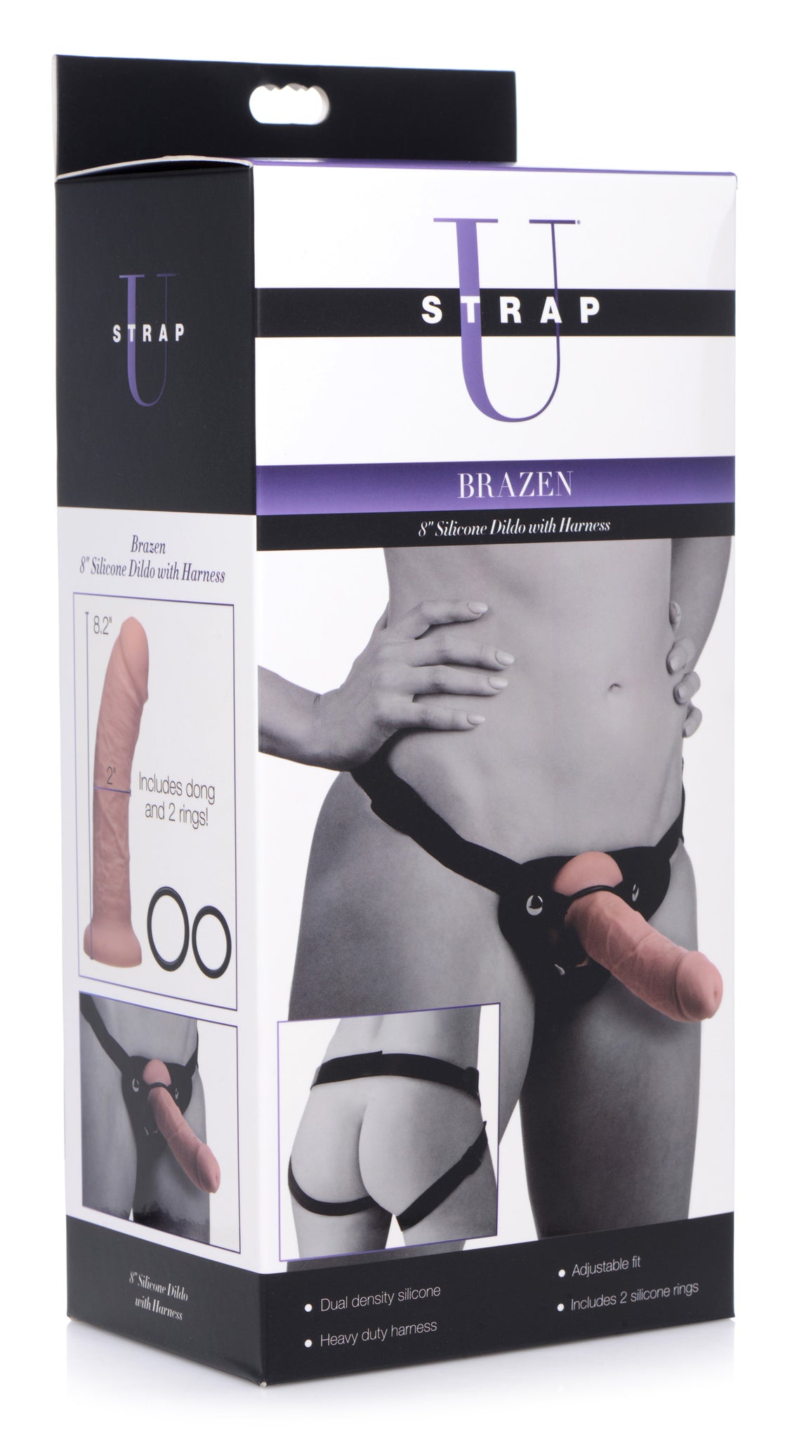 Brazen 8 Inch Silicone Dildo With Harness