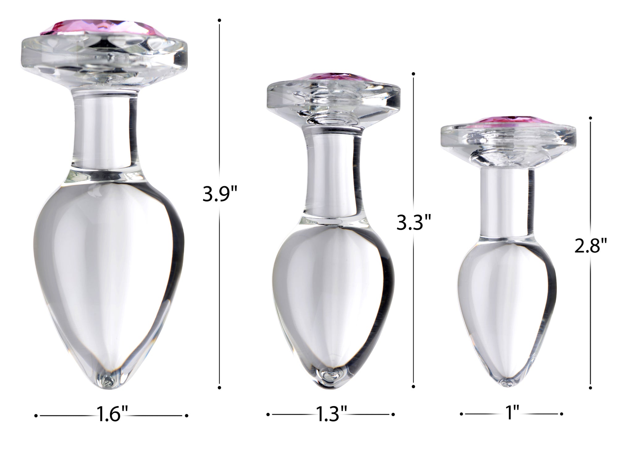 Pink Gem Glass Anal Plug Set