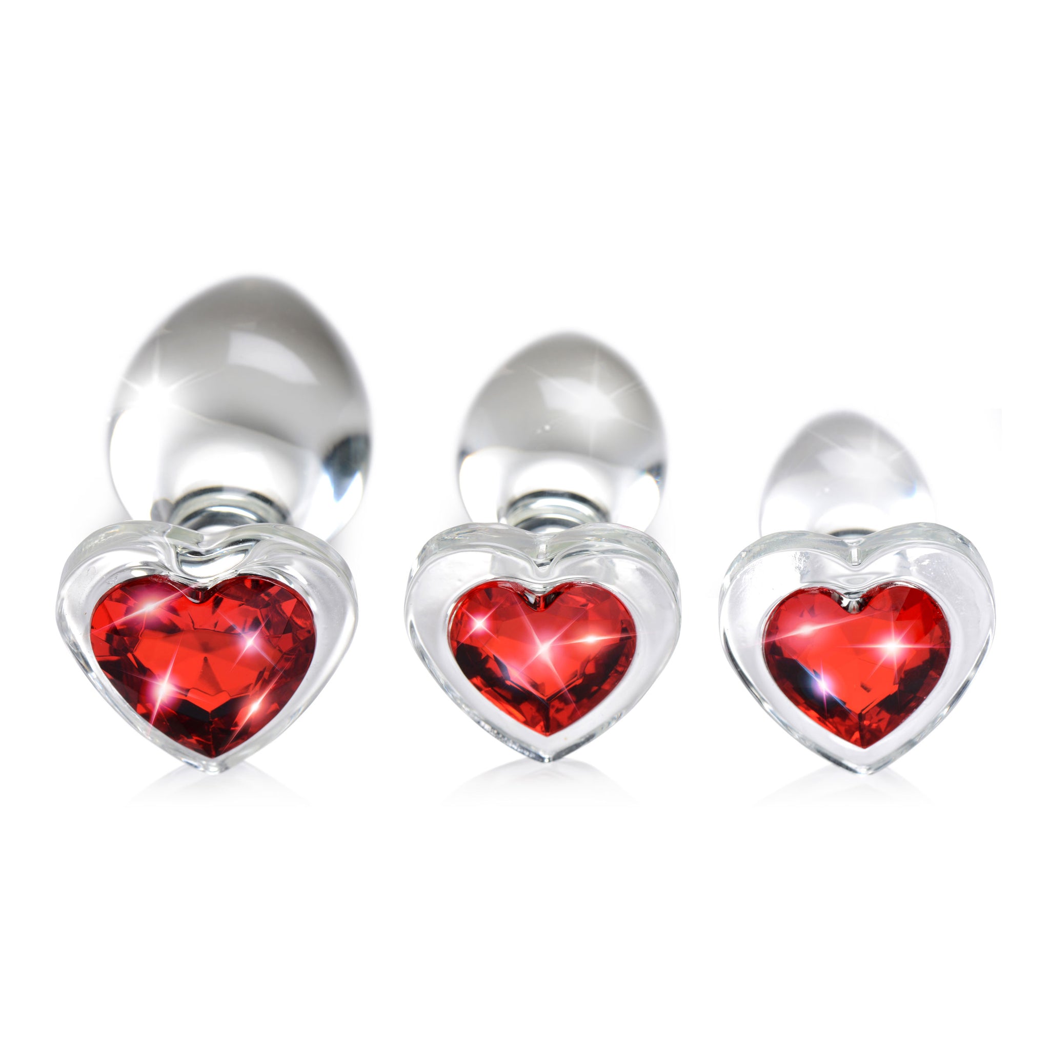 Red Heart Gem Glass Anal Plug Set