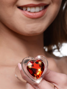 Red Heart Gem Glass Anal Plug Set