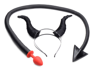 Devil Tail Anal Plug And Horns Set