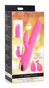 10x Versa-thrust Vibrating And Thrusting Silicone Rabbit With 3 Attachments