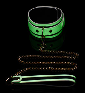 Kink In The Dark Glowing Collar With Leash