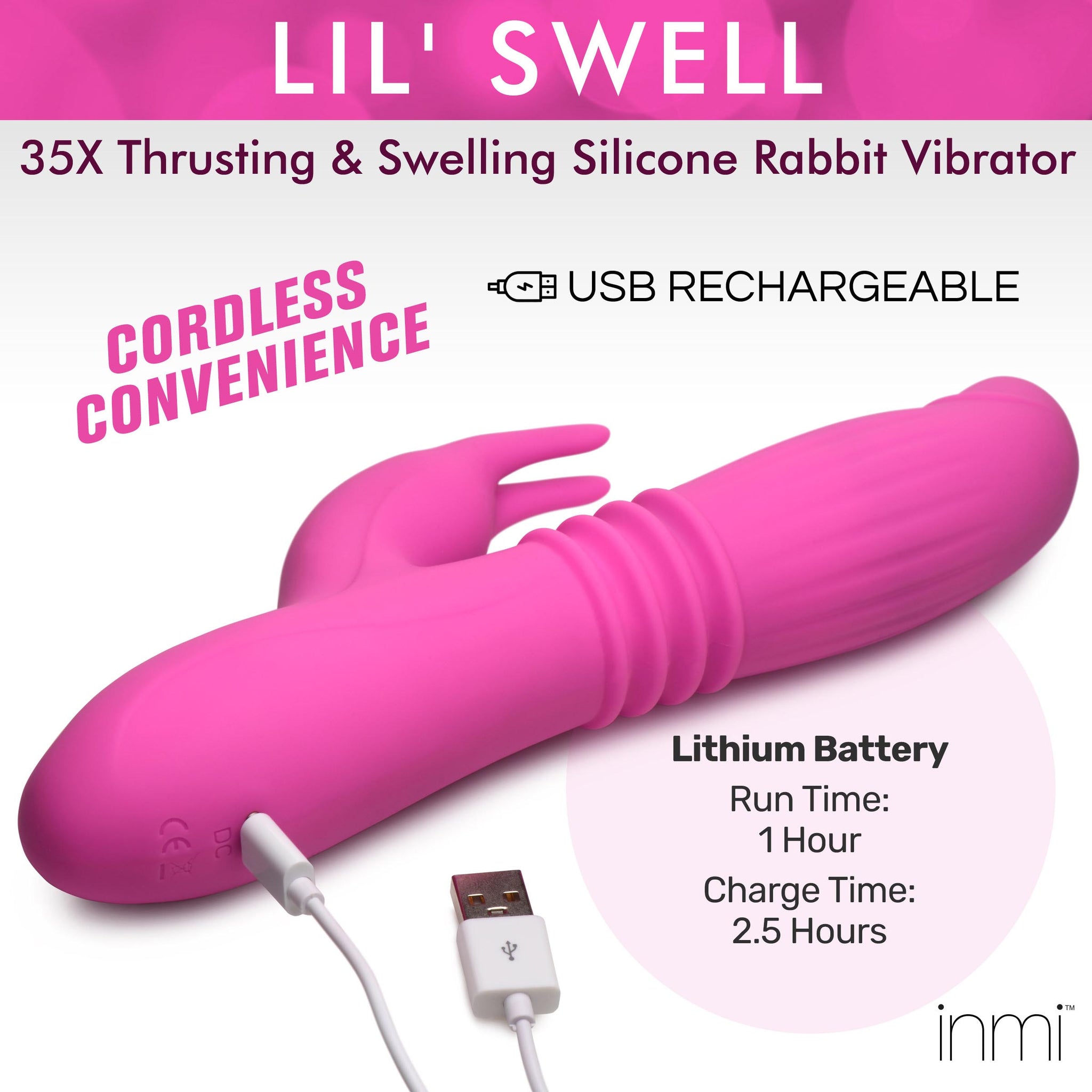 35x Lil Swell Thrusting And Swelling Silicone Rabbit Vibrator