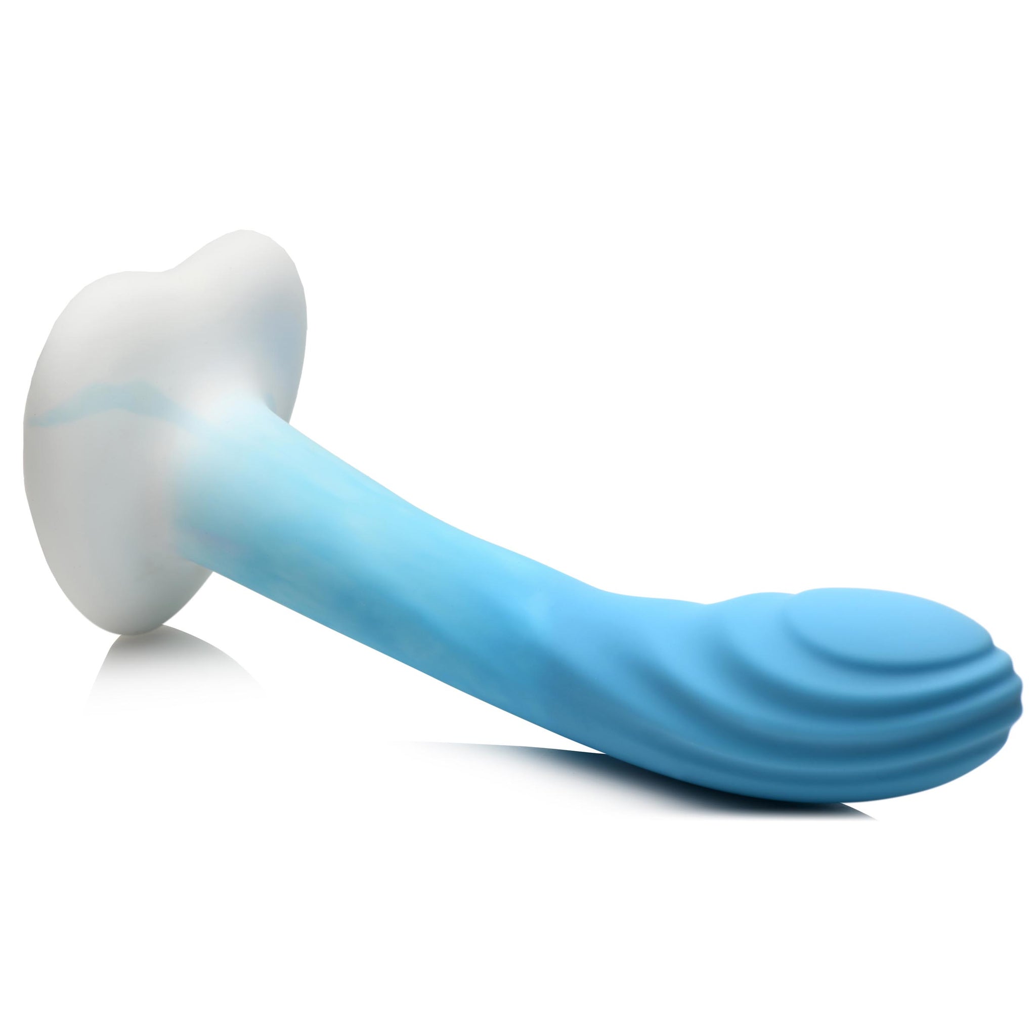 Rippled Silicone Blue And White Dildo