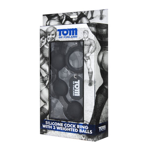 Tom Of Finland Silicone Cock Ring With 3 Weighted Balls