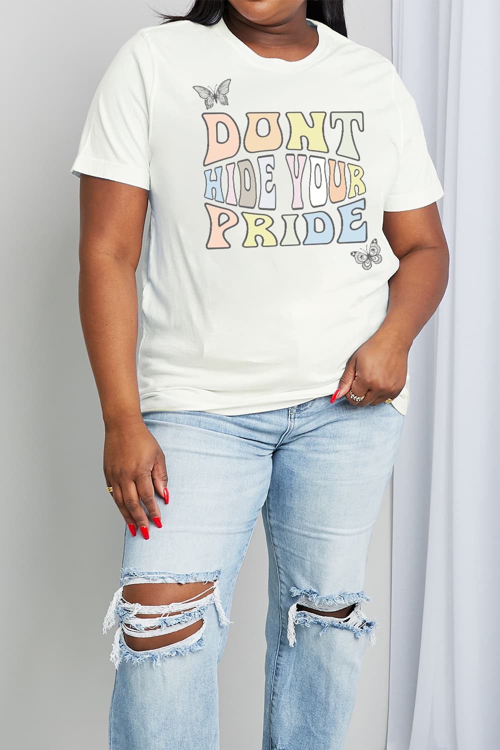 Simply Love Full Size DONT HIDE YOUR PRIDE Graphic Cotton Tee