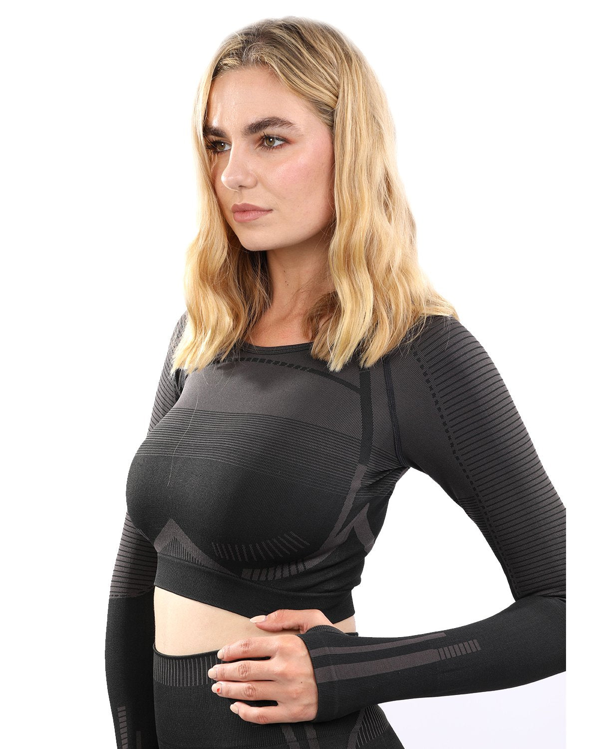 Decata Seamless Sports Top - Black & Brown